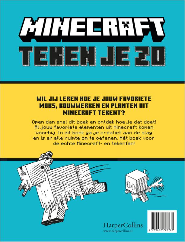 Achterkant van Minecraft teken je zo