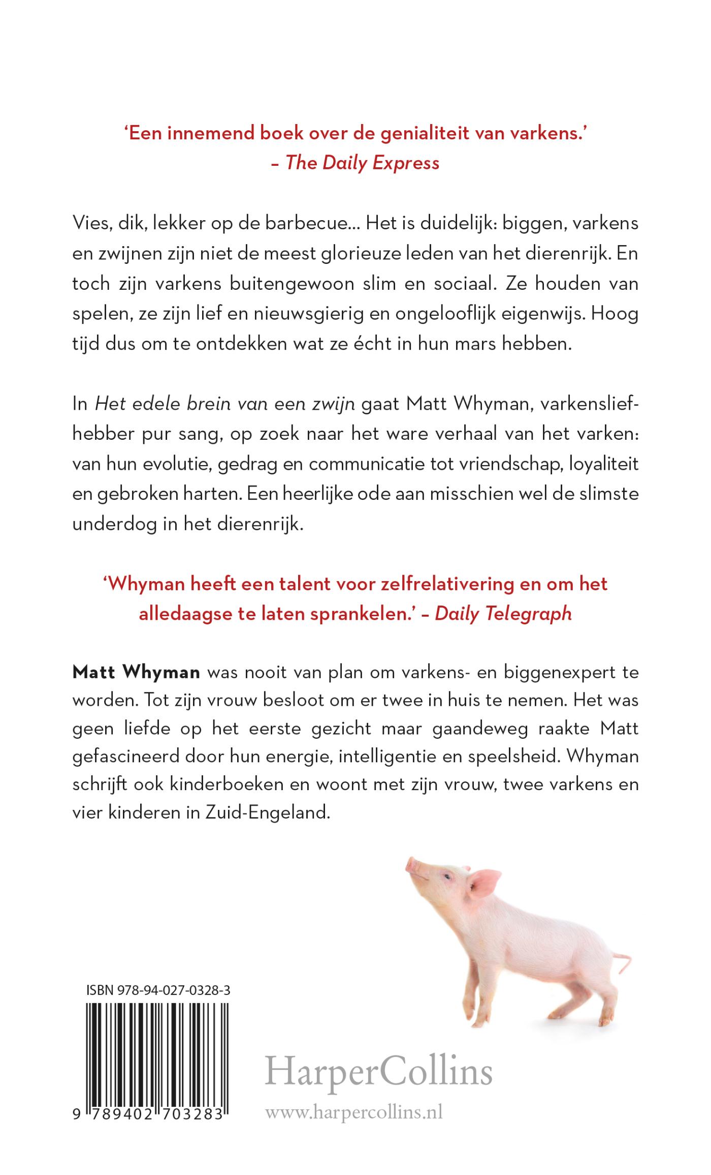 Achterkant van Het edele brein van een zwijn