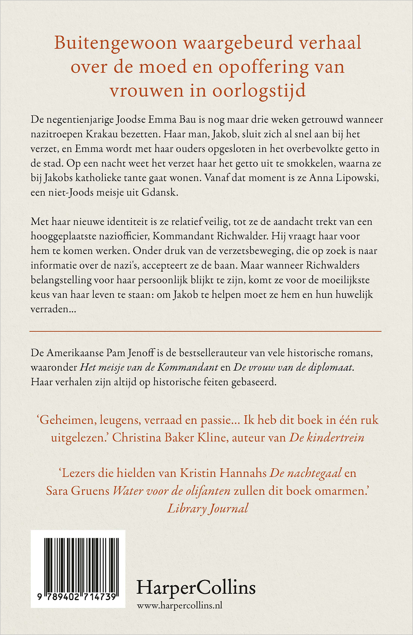 Achterkant van Het meisje van de Kommandant