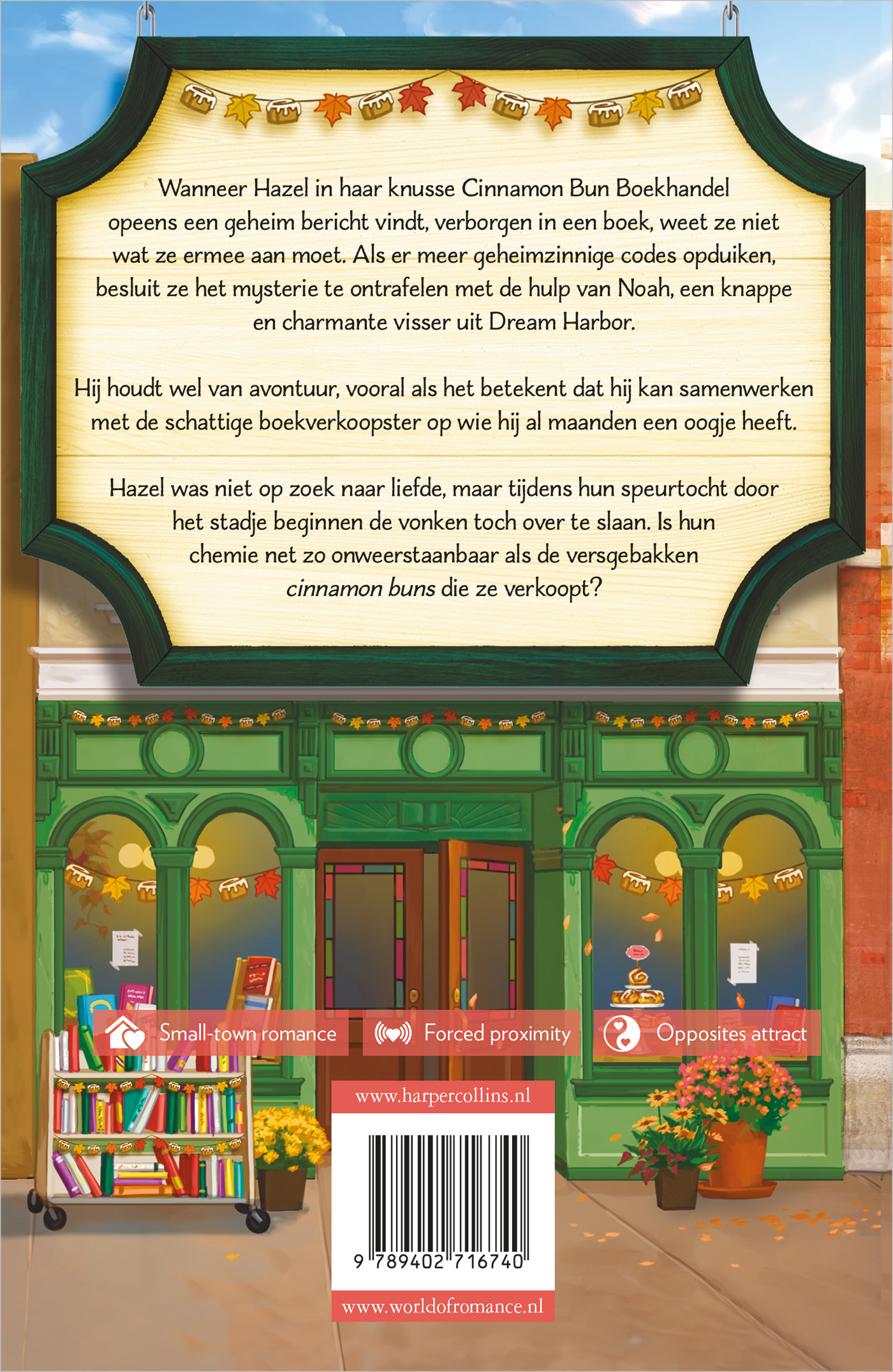 Achterkant van De Cinnamon Bun Boekhandel