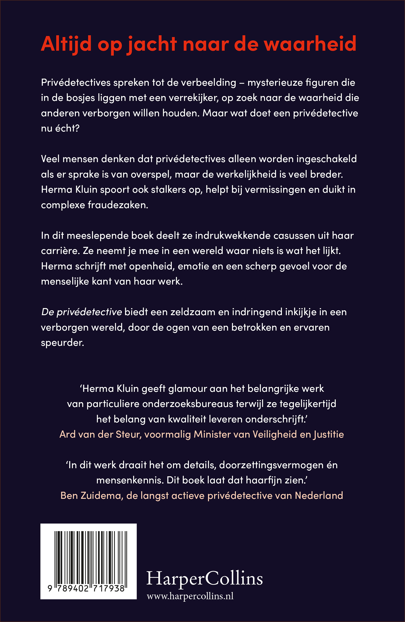 Achterkant van De privédetective