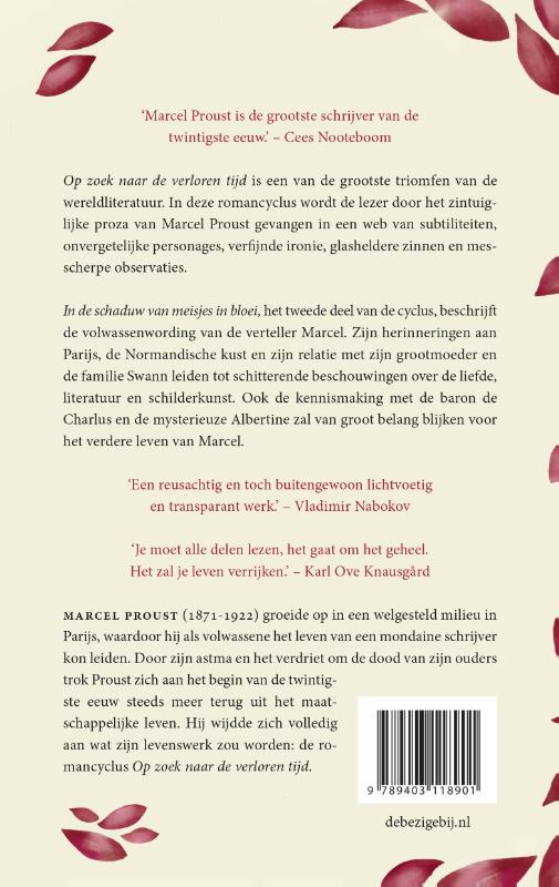 Achterkant van In de schaduw van meisjes in bloei