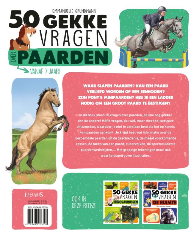 Achterkant van 50 gekke vragen over paarden
