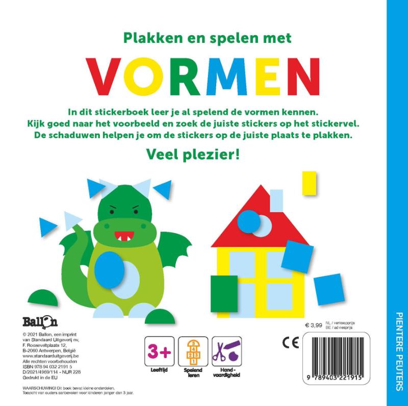 Achterkant van Plakken en spelen met vormen