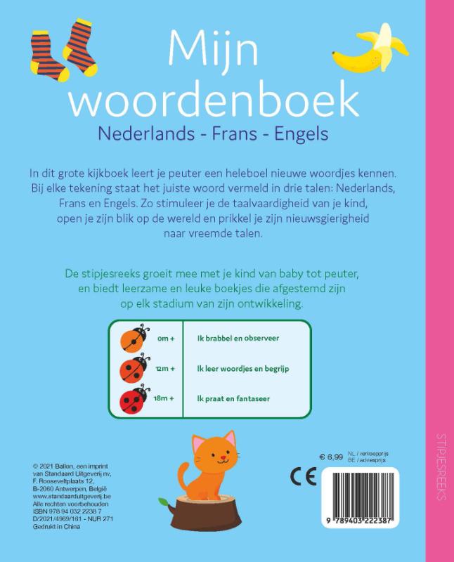 Achterkant van Mijn woordenboek - Nederlands, Frans, Engels