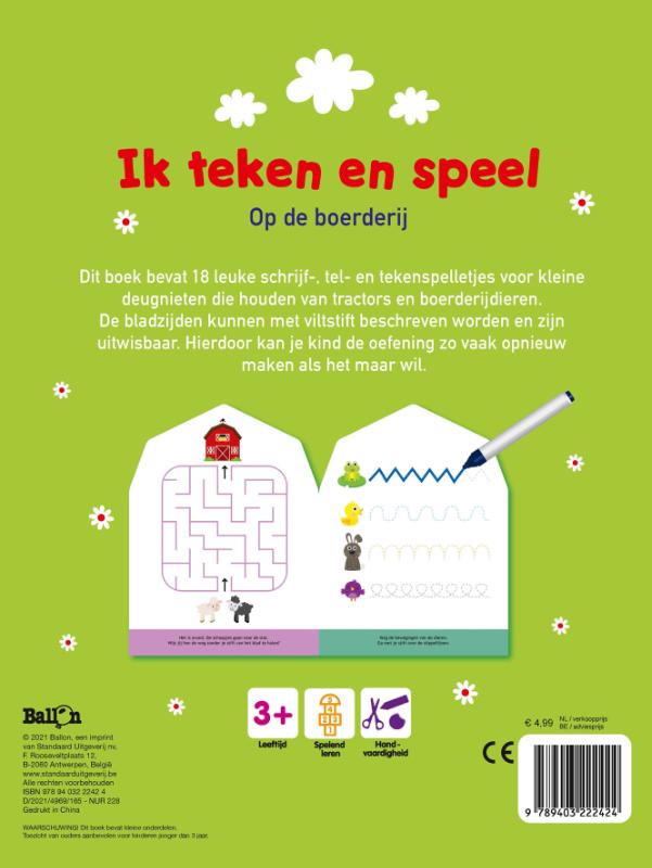 Achterkant van Ik teken en speel op de boerderij