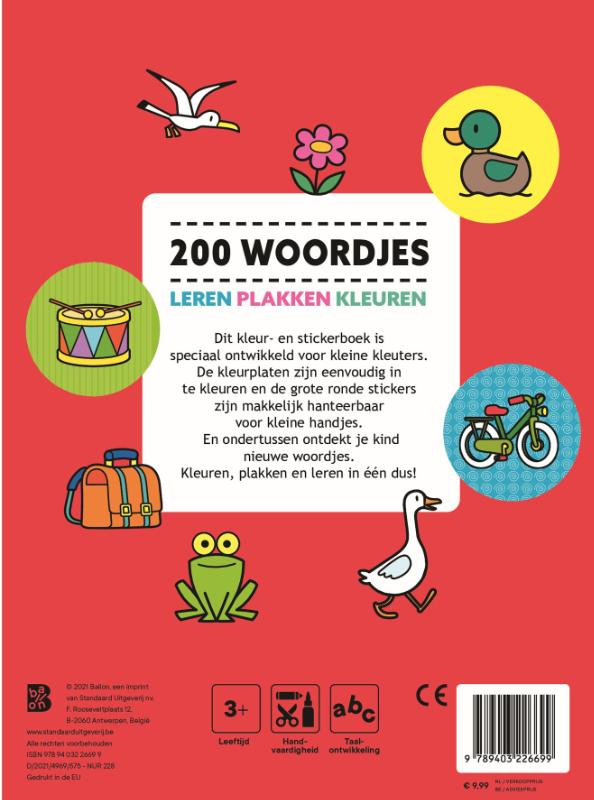 Achterkant van 200 woordjes leren, plakken en kleuren