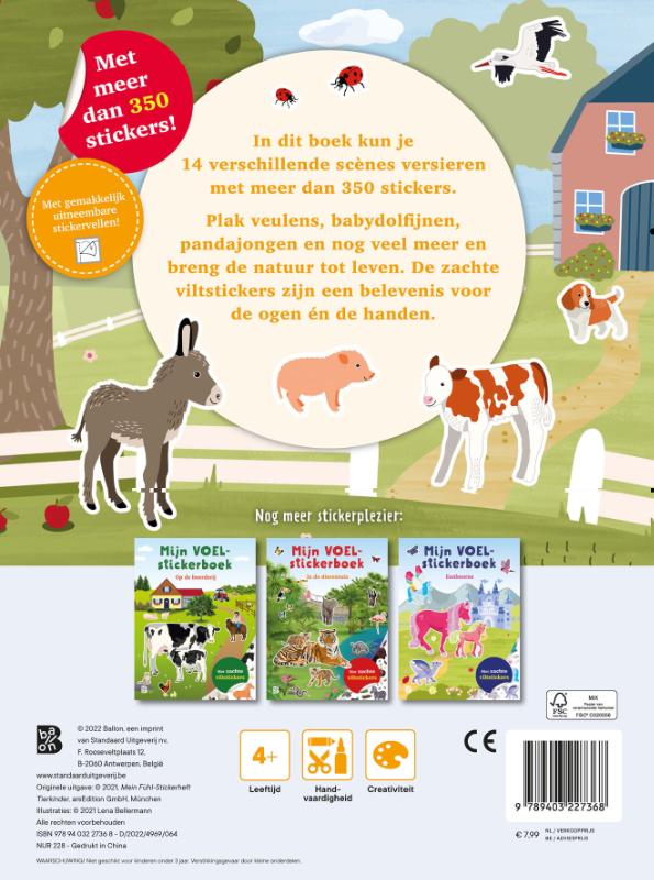 Achterkant van Mijn voelstickerboek Babydieren