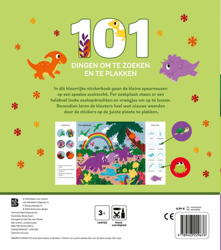 Achterkant van 101 dingen om te zoeken en te plakken: Dino's