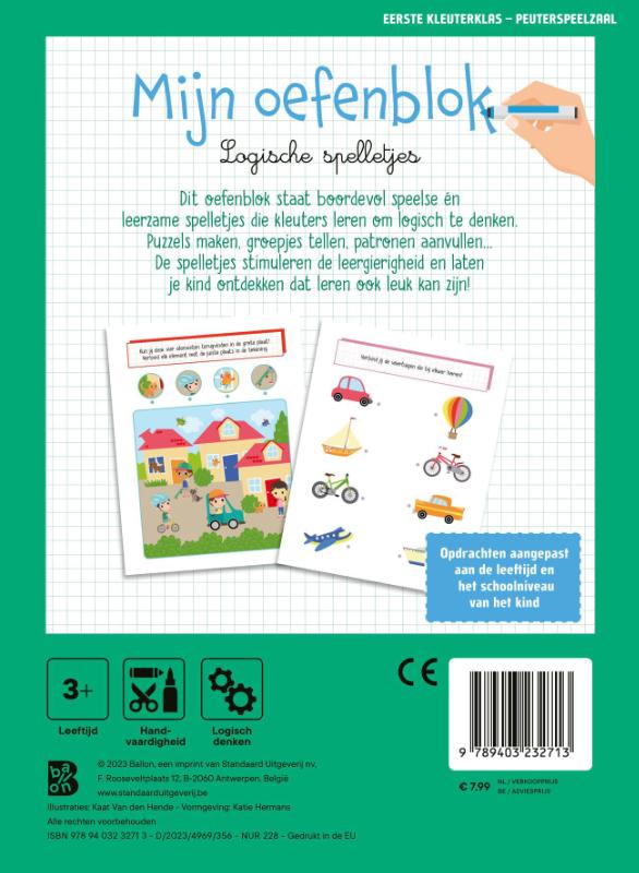 Achterkant van Mijn oefenblok: Logische spelletjes (Eerste kleuterklas - Peuterspeelzaal)