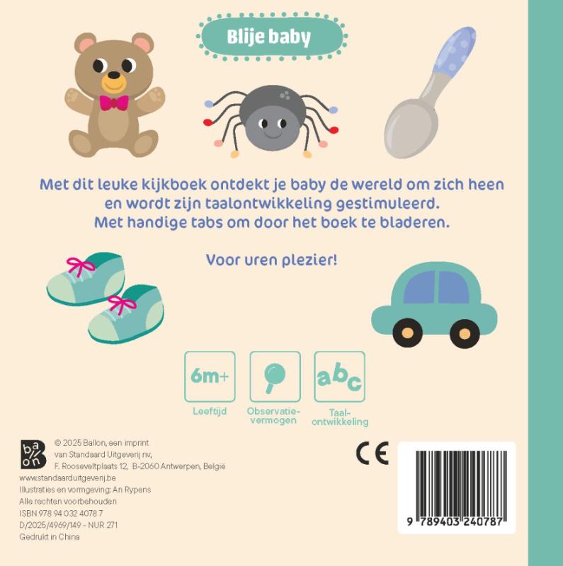 Achterkant van Blije baby: Mijn eerste woordjes (met index)