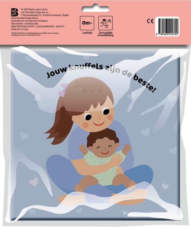 Achterkant van Blije baby: Allemaal knuffels (linnenboekje)