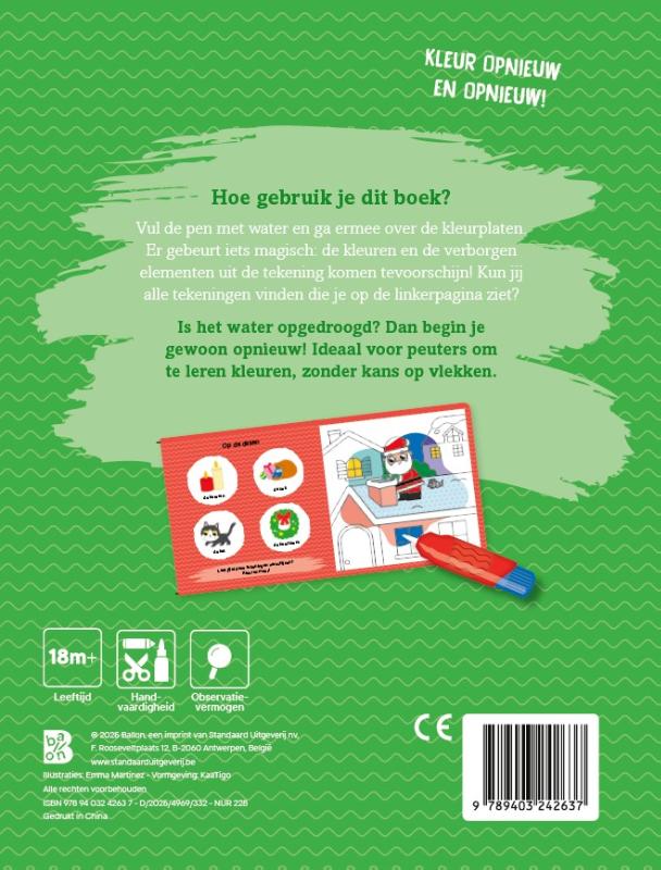 Achterkant van Kleuren met water voor de kleintjes: Kerstmis