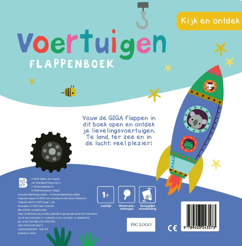 Achterkant van Kijk en ontdek: Voertuigen flappenboek