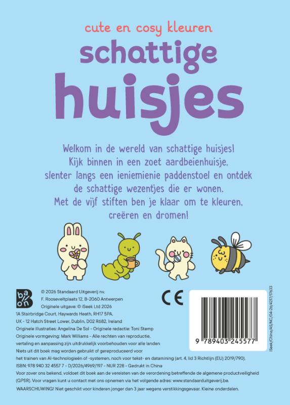 Achterkant van Cute en cosy kleuren: Schattige huisjes