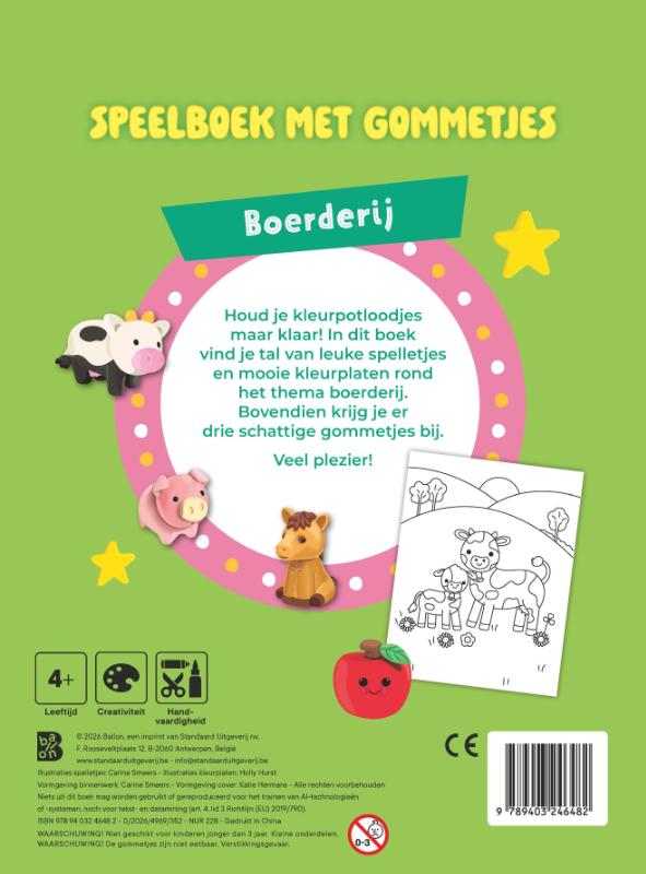 Achterkant van Speelboek met gommetjes: Boerderij