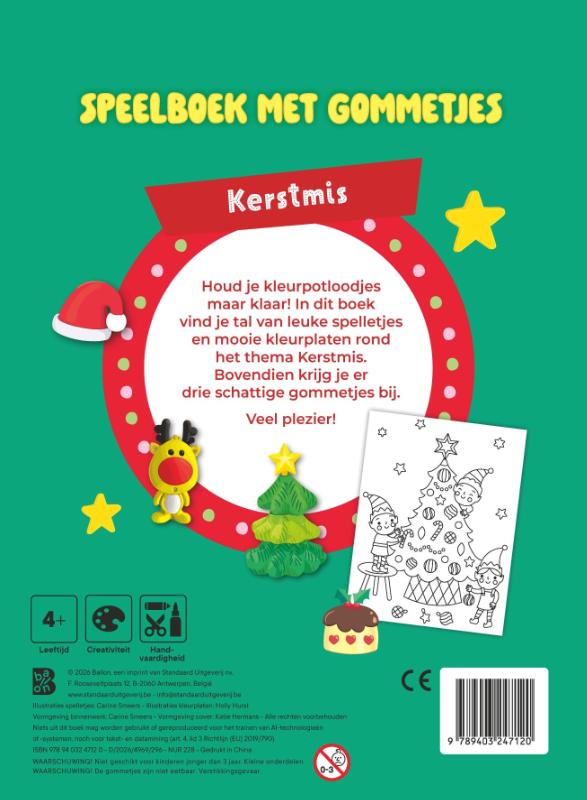 Achterkant van Speelboek met gommetjes: Kerstmis