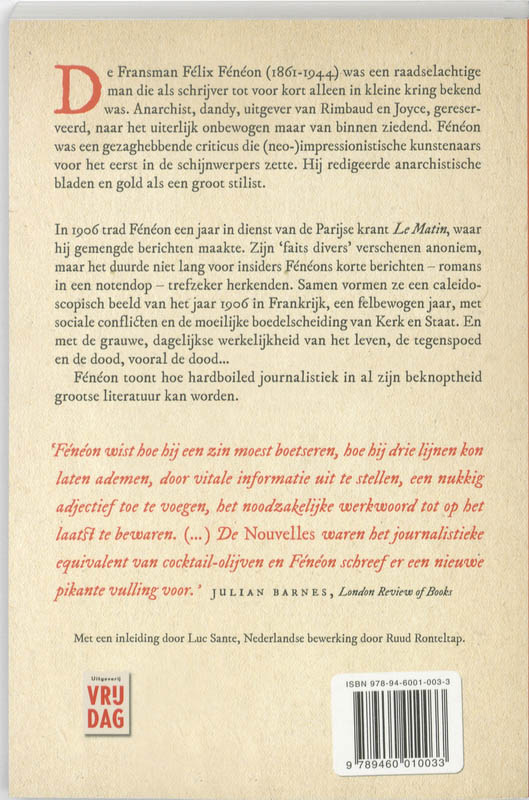 Achterkant van Novellen in drie regels