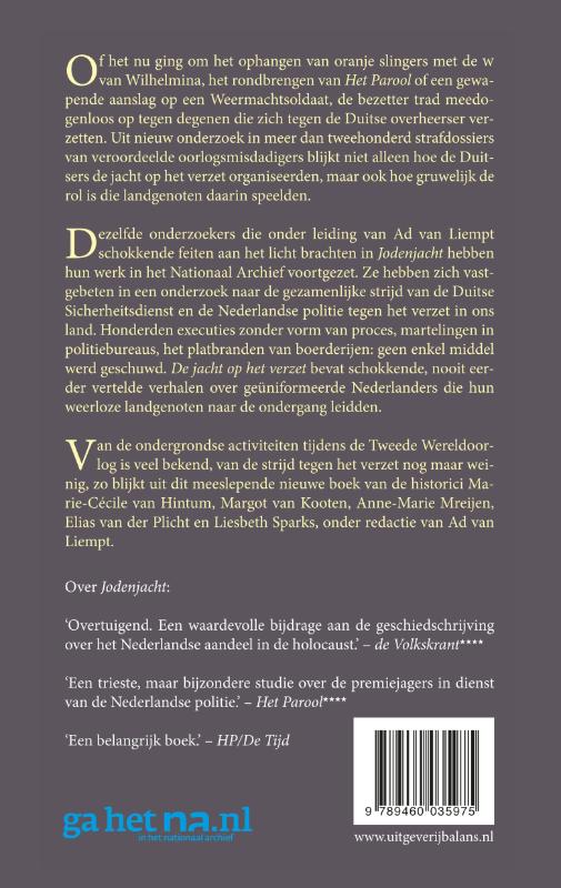 Achterkant van De jacht op het verzet