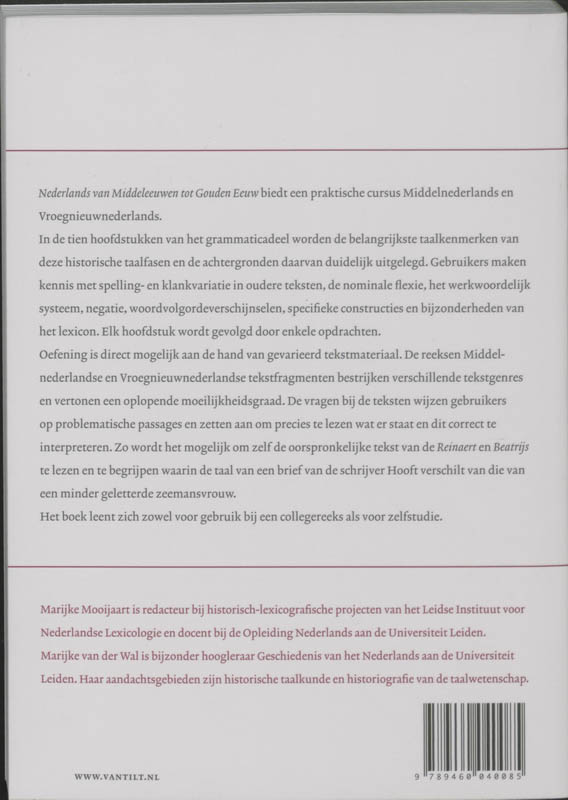 Achterkant van Nederlands van Middeleeuwen tot Gouden Eeuw