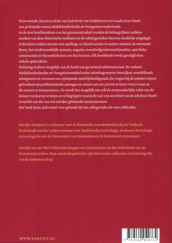 Achterkant van Nederlands van Middeleeuwen tot Gouden Eeuw