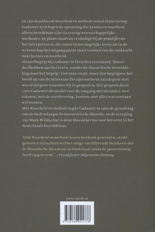 Achterkant van Waarheid en methode