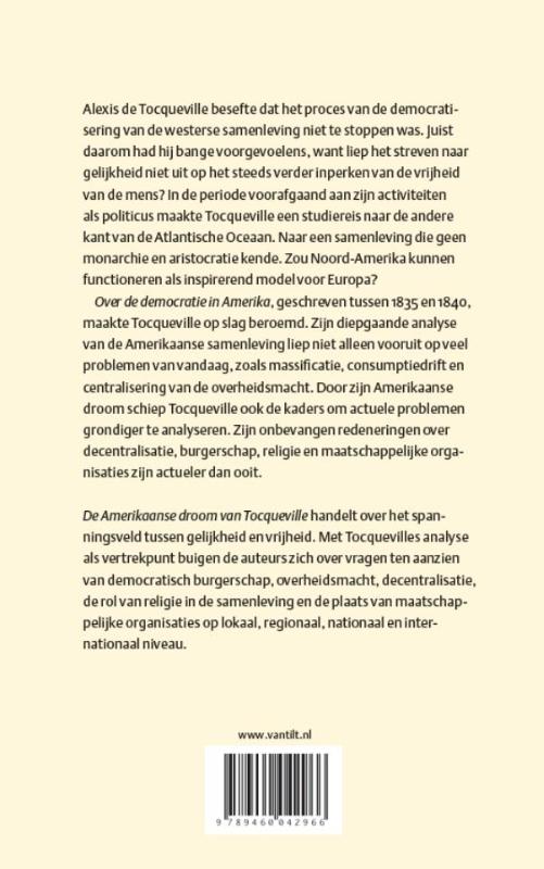 Achterkant van De Amerikaanse droom van Tocqueville