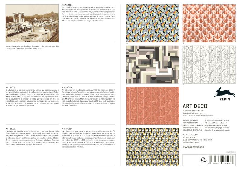 Achterkant van 48 placemats Art Déco