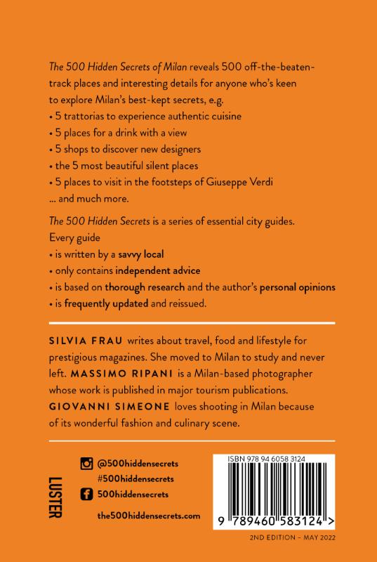 Achterkant van The 500 hidden secrets of Milan
