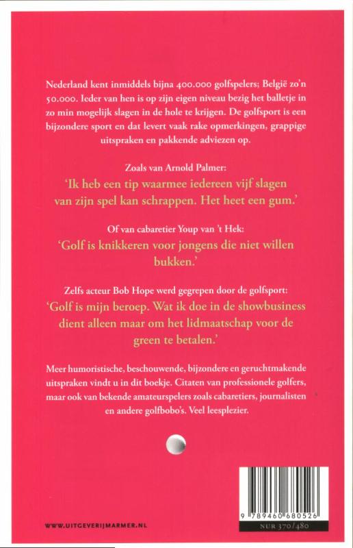 Achterkant van Golfen doe je in je eentje met een club