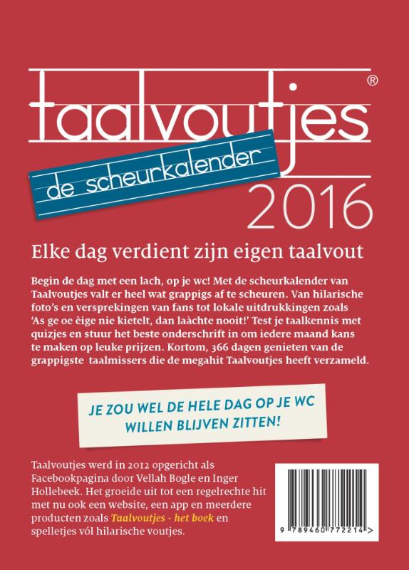 Achterkant van Taalvoutjes - de scheurkalender 2016