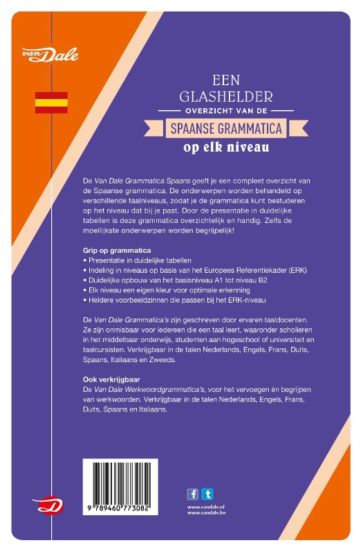 Achterkant van Van Dale Grammatica Spaans