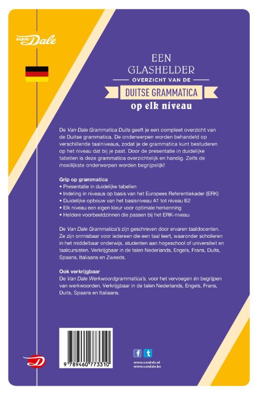 Achterkant van Van Dale grammatica Duits