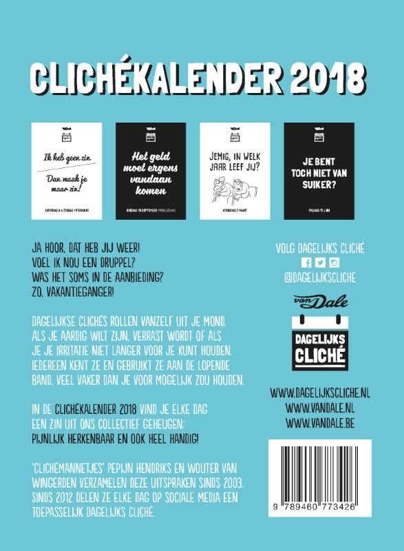 Achterkant van Clichékalender 2018