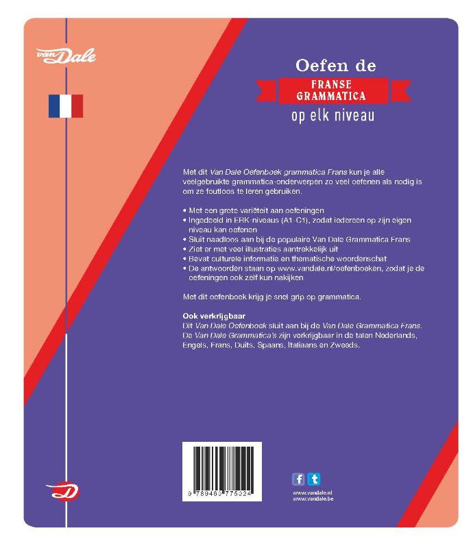 Achterkant van Van Dale Oefenboek grammatica Frans