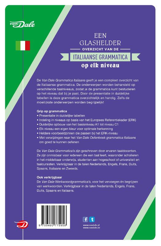 Achterkant van Van Dale Grammatica Italiaans