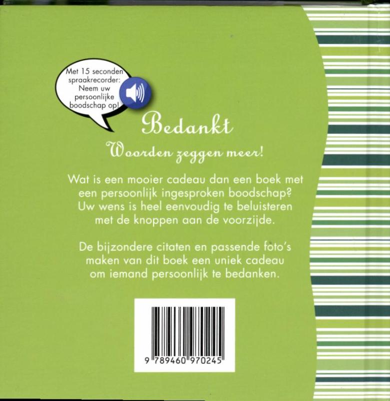 Achterkant van Bedankt