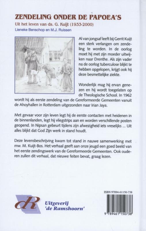 Achterkant van Zendeling onder de Papoea's