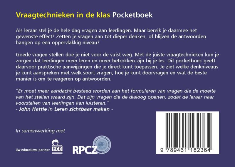 Achterkant van Vraagtechnieken in de klas