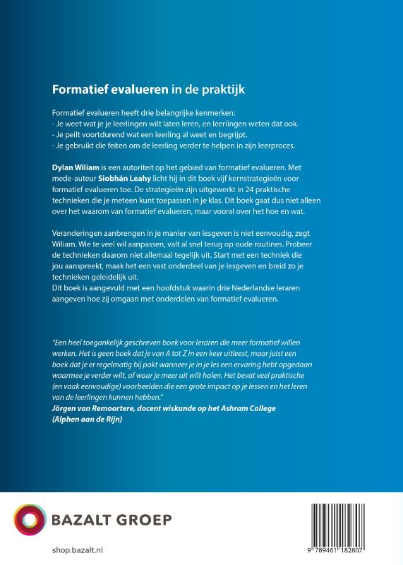Achterkant van Formatief evalueren in de praktijk