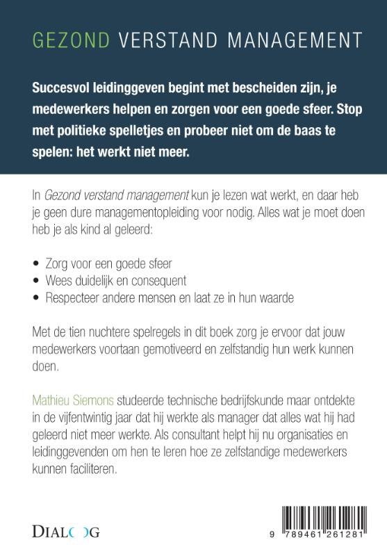 Achterkant van Gezond verstand management