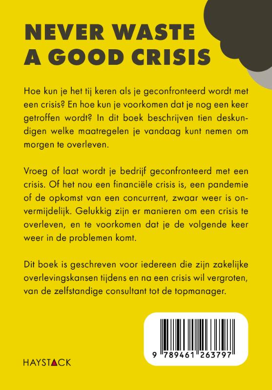 Achterkant van Never waste a good crisis