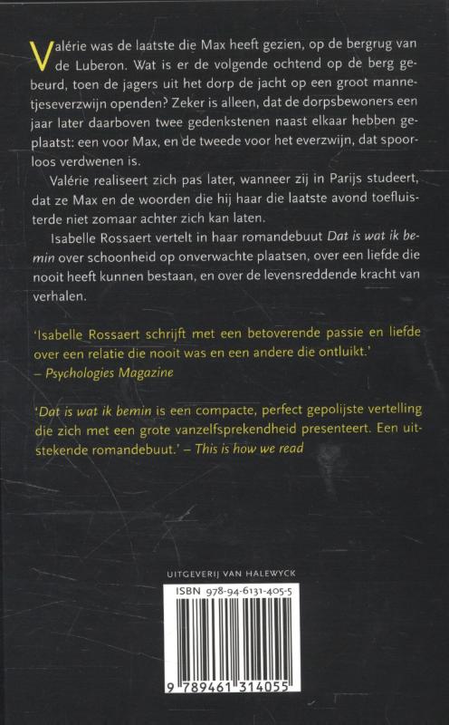 Achterkant van Dat is wat ik bemin