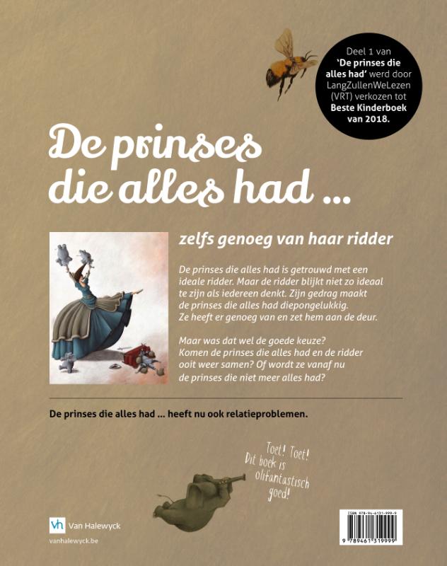 Achterkant van De prinses die alles had, zelfs genoeg van haar ridder