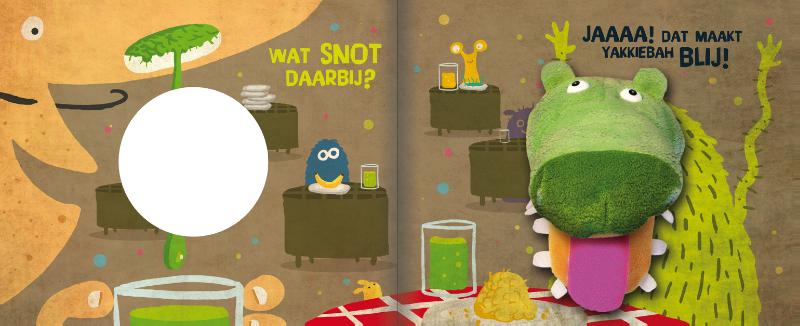 Achterkant van Handpopboek yakkiebah houdt van vies