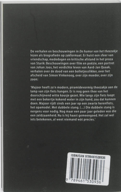 Achterkant van De humor van het theezakje