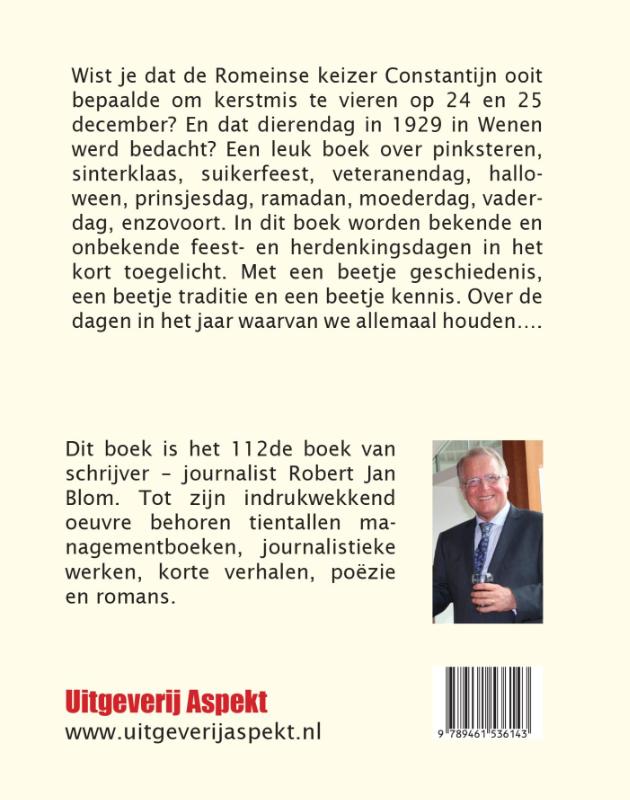 Achterkant van Feestdagen en herdenkingsdagen