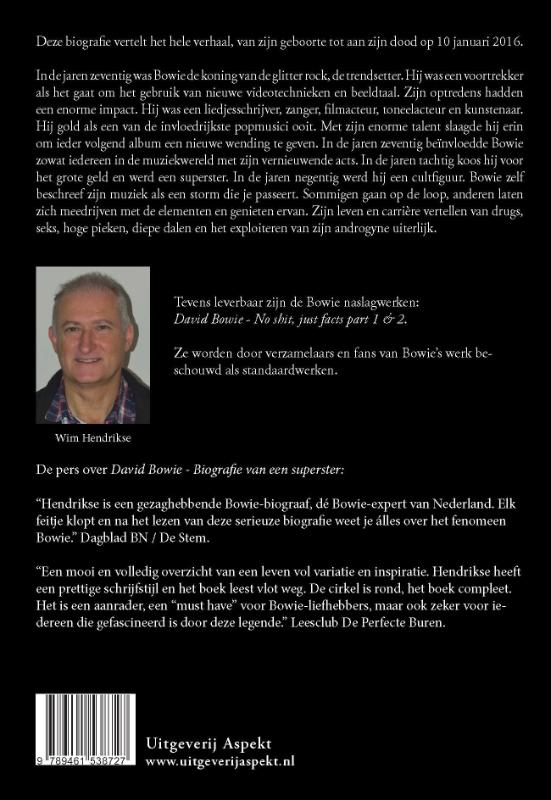 Achterkant van David Bowie, biografie van een superster
