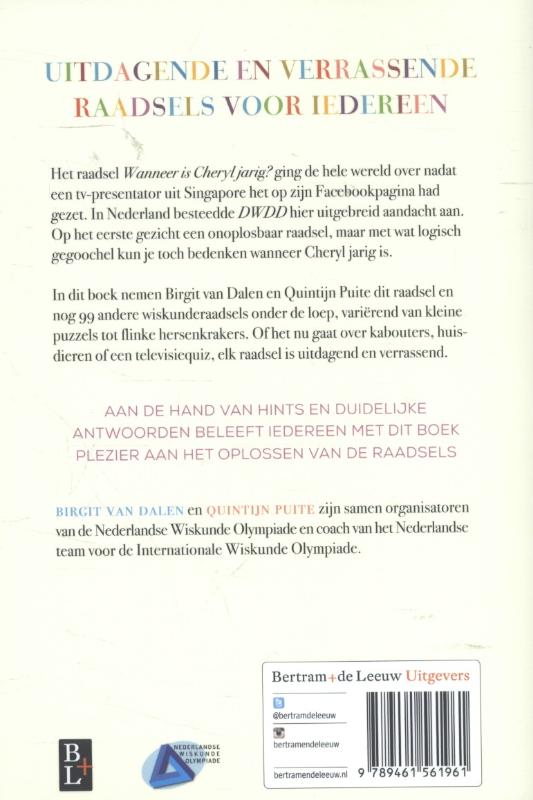 Achterkant van Wanneer is Cheryl jarig?