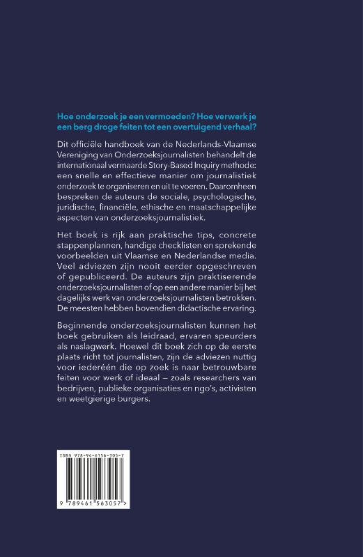 Achterkant van Handboek voor onderzoeksjournalisten
